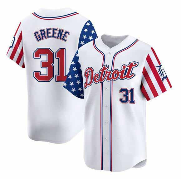 Detroit Tigers #31 Riley Greene White 2025 Independence Day Vapor Premier Limited Stitched Baseball Jersey - Main View