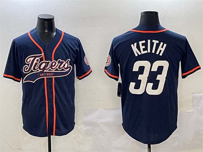 Detroit Tigers #33 Colt Keith Navy With Patch Cool Base Stitched Baseball Jersey - Main View