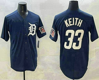 Detroit Tigers #33 Colt Keith Navy With Patch Cool Base Stitched Baseball Jerseys - Main View