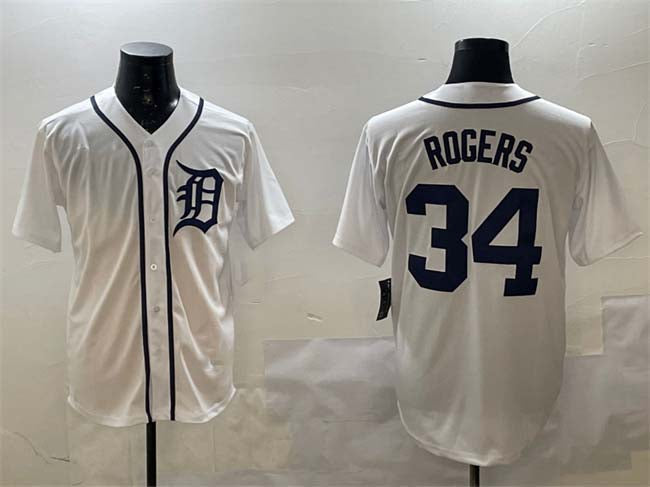 Detroit Tigers #34 Jake Rogers White Cool Base Stitched Baseball Jersey - Main View