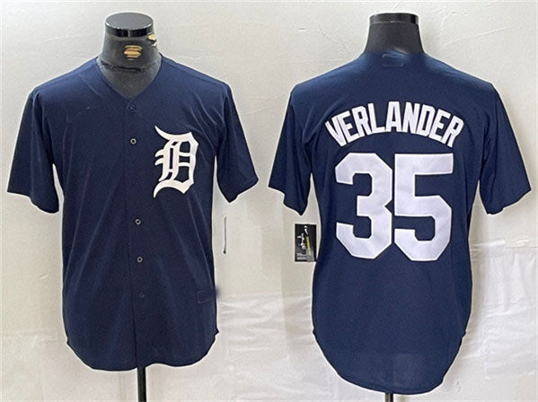 Detroit Tigers #35 Justin Verlander Navy Cool Base Stitched Baseball Jersey - Main View