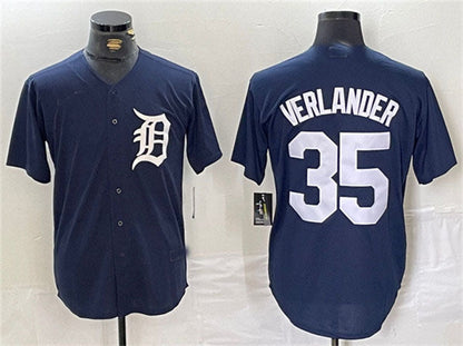 Detroit Tigers #35 Justin Verlander Navy Cool Base Stitched Baseball Jersey - Main View