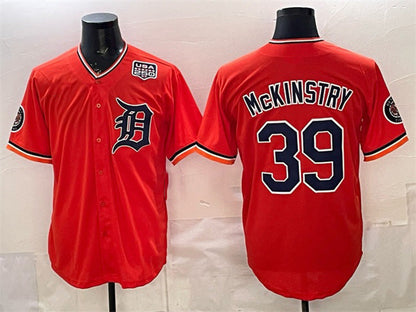 Detroit Tigers #39 Zach McKinstry Orange 2026 Alternate USA 250' Patch Vapor Premier Limited Stitched Baseball Jersey - Main View