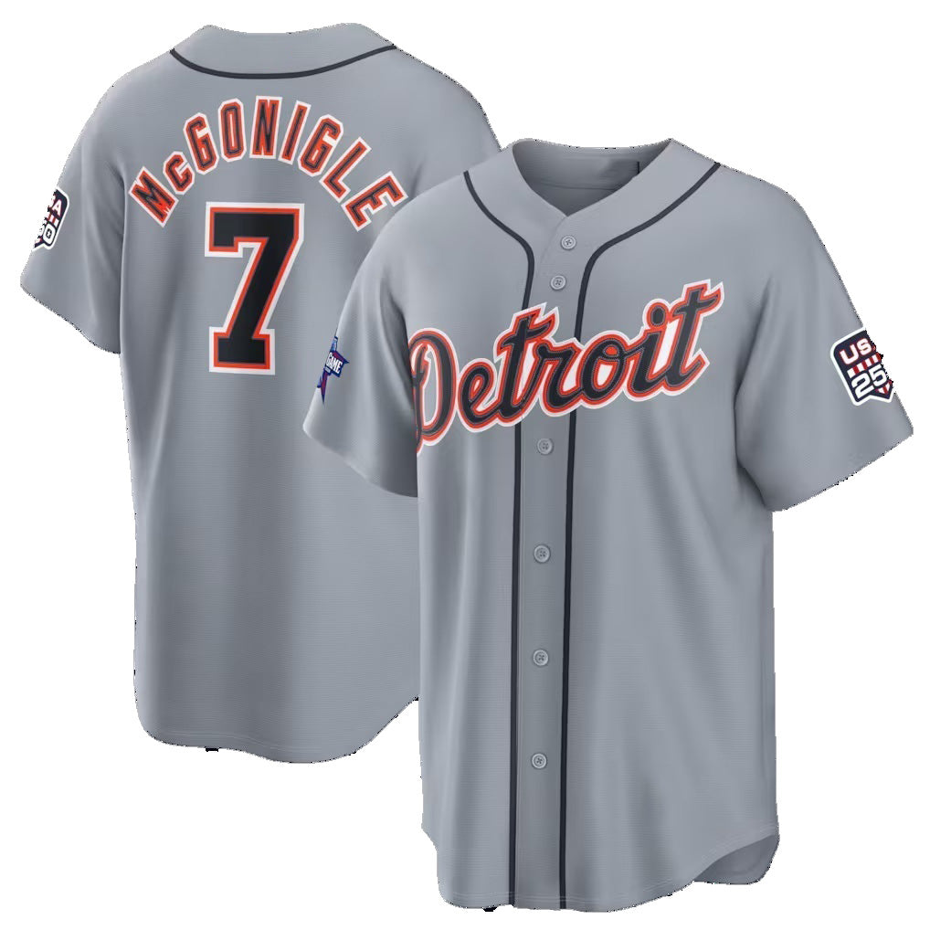 Detroit Tigers #7 Kevin McGonigle 2026 All-Star Game Gray Replica Baseball Jersey - Main View
