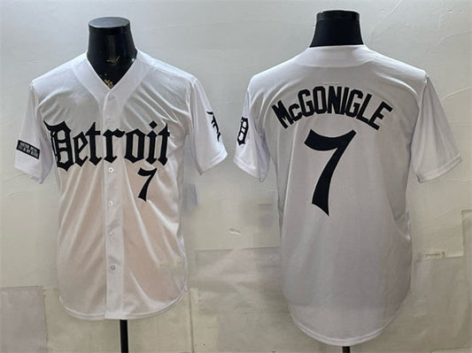 Detroit Tigers #7 Kevin McGonigle 2026 White 'Motor Gothic Edition' Vapor Premier Limited Stitched Jersey - Main View