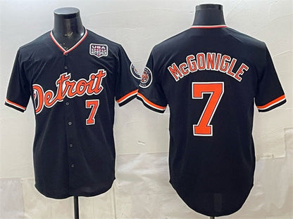 Detroit Tigers #7 Kevin McGonigle Black 2026 Alternate USA 250' Patch Vapor Premier Limited Stitched Baseball Jersey - Main View