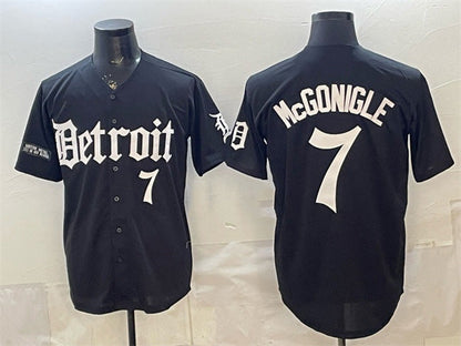 Detroit Tigers #7 Kevin McGonigle Black 'Motor Gothic Edition' Vapor Premier Limited Stitched Baseball Jersey - Main View