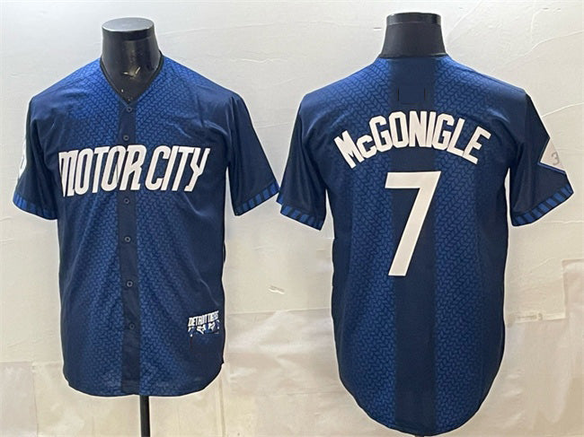 Detroit Tigers #7 Kevin McGonigle Navy City Connect Cool Base Limited Stitched Baseball Jersey - Main View