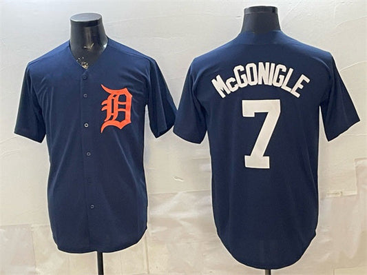 Detroit Tigers #7 Kevin McGonigle Navy Cool Base Stitched Baseball Jersey - Main View