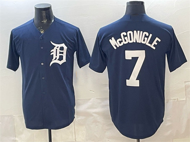 Detroit Tigers #7 Kevin McGonigle Navy Cool Base Stitched Baseball Jersey - Main View
