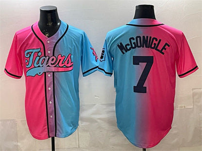 Detroit Tigers #7 Kevin McGonigle Pink Blue Limited Stitched Baseball Jersey - Main View