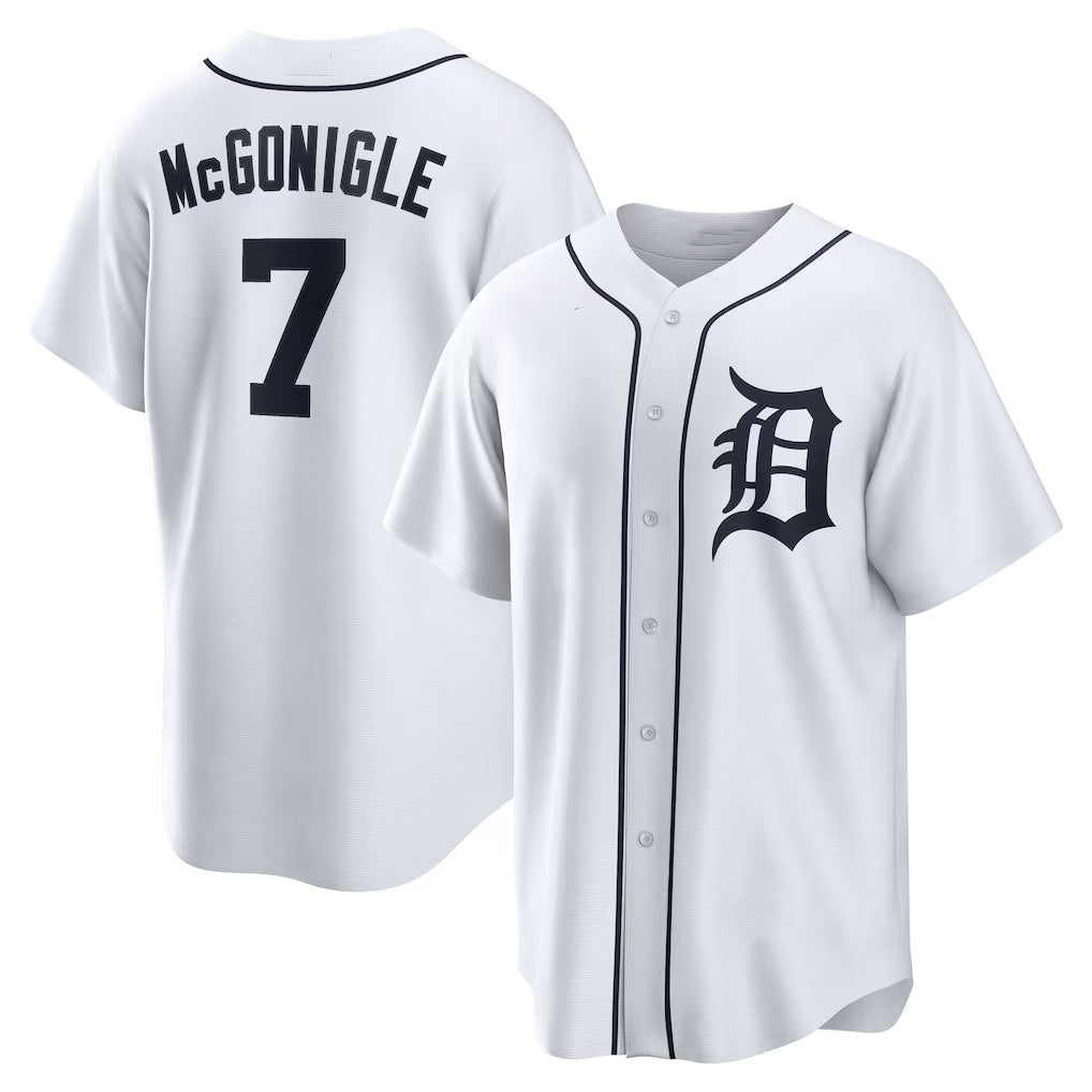 Detroit Tigers #7 Kevin McGonigle White Home Replica Stitched Baseball Jersey - Main View