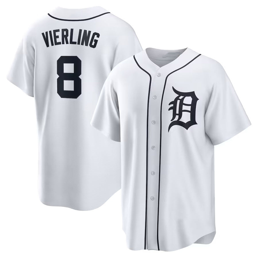 Detroit Tigers #8 Matt Vierling Home Replica Jersey - White Stitched Baseball Jersey - Main View