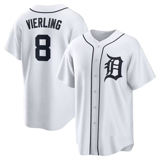 Detroit Tigers #8 Matt Vierling Home Replica Jersey - White Stitched Baseball Jersey - Main View