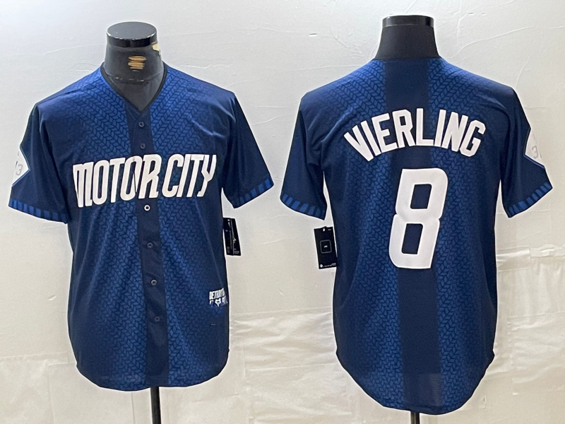 Detroit Tigers #8 Matt Vierling Navy 2024 City Connect Cool Base Limited Stitched Baseball Jersey - Main View