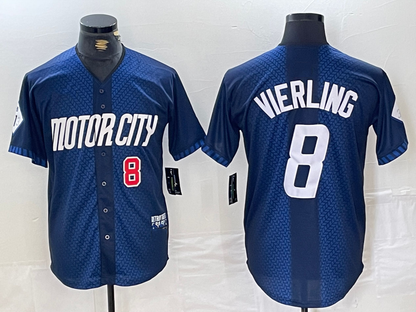 Detroit Tigers #8 Matt Vierling Number Navy 2024 City Connect Cool Base Limited Stitched Baseball Jersey - Main View