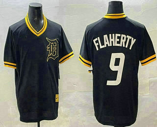 Detroit Tigers #9 Jack Flaherty Black Gold Cooperstown Legend V Neck Stitched Baseball Jerseys - Main View