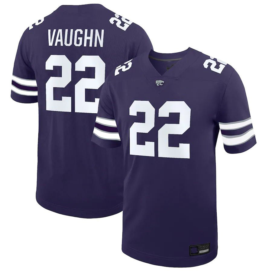 K.State Wildcats #22 Deuce Vaughn NIL Replica Football Jersey Purple Stitched American College Jerseys - Main View