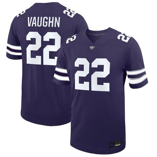 K.State Wildcats #22 Deuce Vaughn NIL Replica Football Jersey Purple Stitched American College Jerseys - Main View