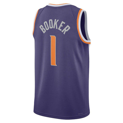 P.Suns #1 Devin Booker Unisex 2022-23 Swingman Jersey Icon Edition Purple Stitched American Basketball Jersey - Main View