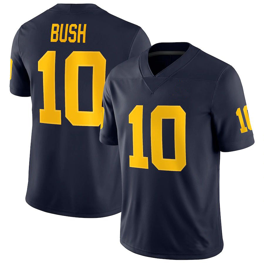 M.Wolverines #10 Devin Bush Jordan Brand Game Jersey Navy Stitched American College Jerseys - Main View