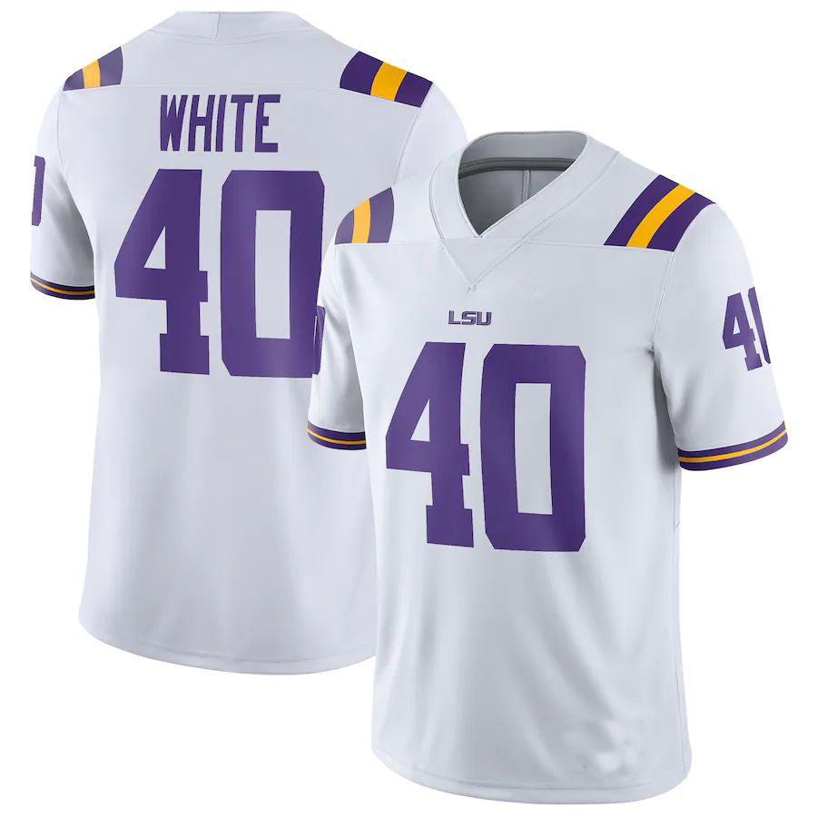 L.Tigers #40 Devin White Game Jersey White Football Jersey Stitched American College Jerseys - Main View