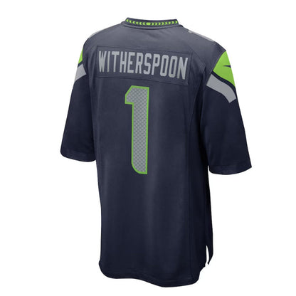 S.Seahawks #1 Devon Witherspoon 2023 Draft First Round Pick Game Jersey - College Navy Stitched American Football Jerseys - Main View