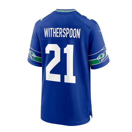 S.Seahawks #21 Devon Witherspoon Throwback Player Game Jersey - Royal Stitched American Football Jerseys - Main View