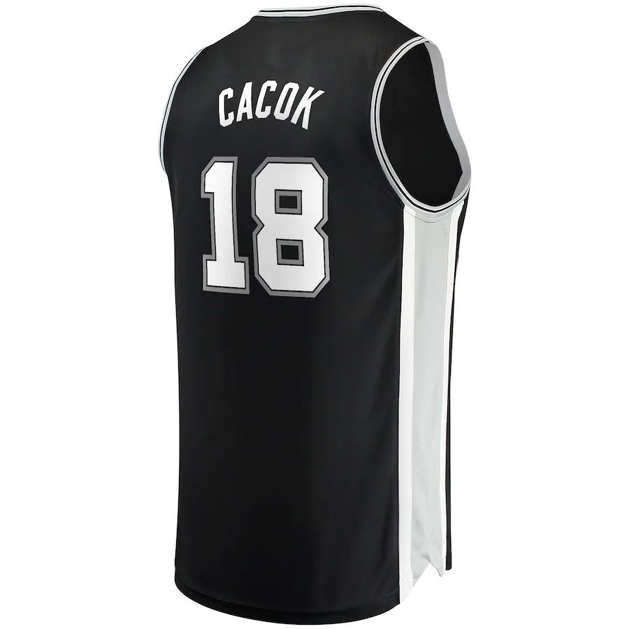 S.Antonio Spurs #18 Devontae Cacok Fanatics Branded  2021-22 Fast Break Replica Jersey  Icon Edition Black Stitched American Basketball Jersey - Main View