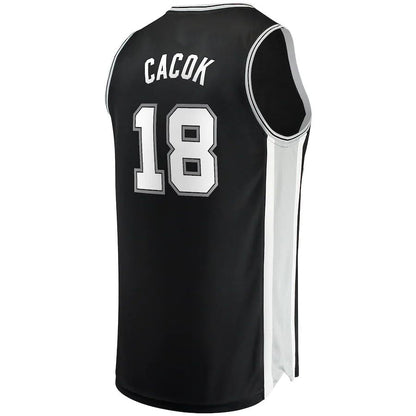 S.Antonio Spurs #18 Devontae Cacok Fanatics Branded  2021-22 Fast Break Replica Jersey  Icon Edition Black Stitched American Basketball Jersey - Main View