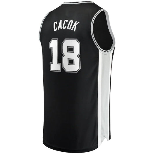 S.Antonio Spurs #18 Devontae Cacok Fanatics Branded  2021-22 Fast Break Replica Jersey  Icon Edition Black Stitched American Basketball Jersey - Main View