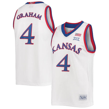 K.Jayhawks #4 Devonte' Graham Original Retro Brand Commemorative Classic Basketball Jersey White Stitched American College Jerseys - Main View
