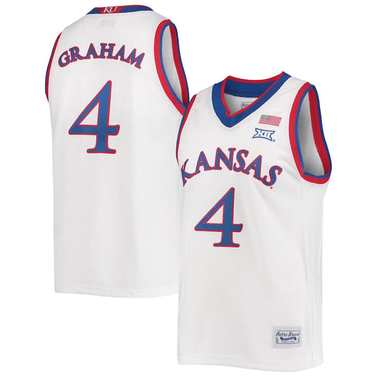 K.Jayhawks #4 Devonte' Graham Original Retro Brand Commemorative Classic Basketball Jersey White Stitched American College Jerseys - Main View