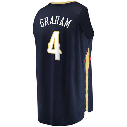 NO.Pelicans #4 Devonte' Graham Fanatics Branded  2021-22 Fast Break Replica Jersey Icon Edition Navy Stitched American Basketball Jersey - Main View