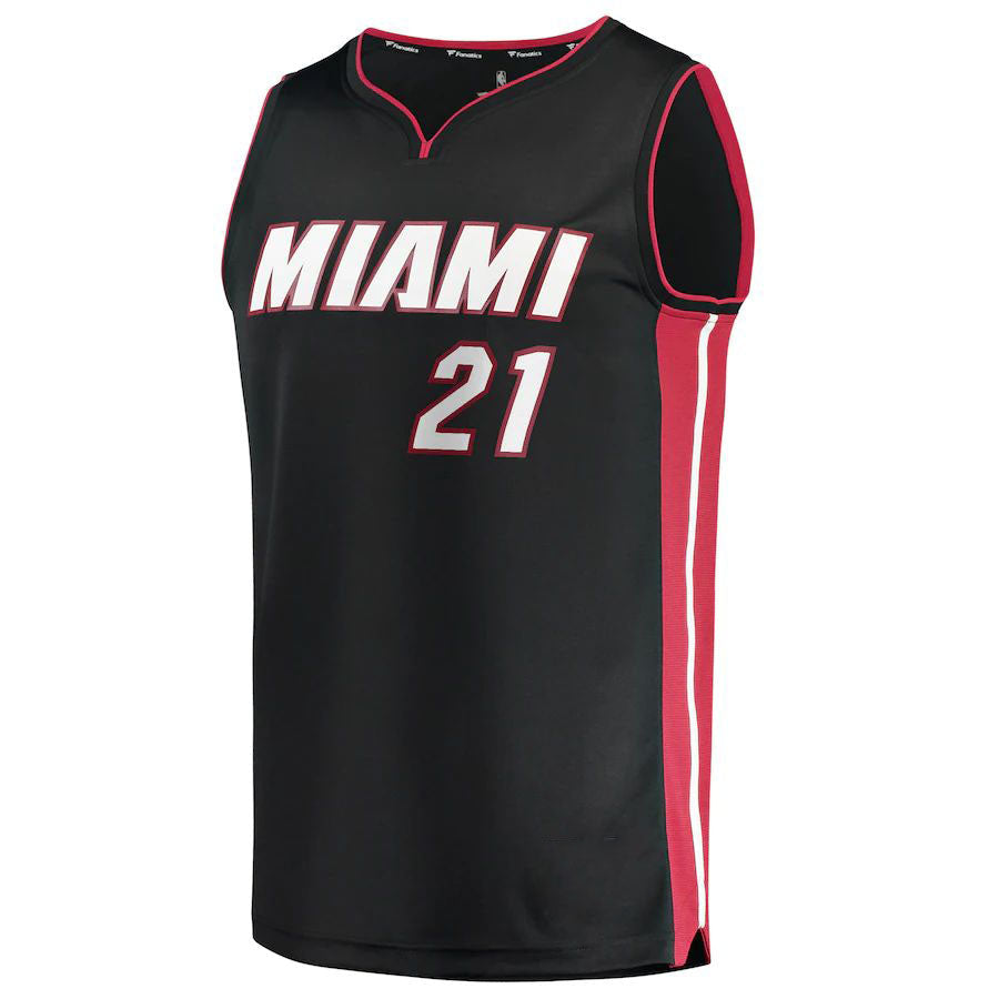 M.Heat #21 Dewayne Dedmon Fanatics Branded  2021-22 Fast Break Replica Jersey Icon Edition Black Stitched American Basketball Jersey - Main View