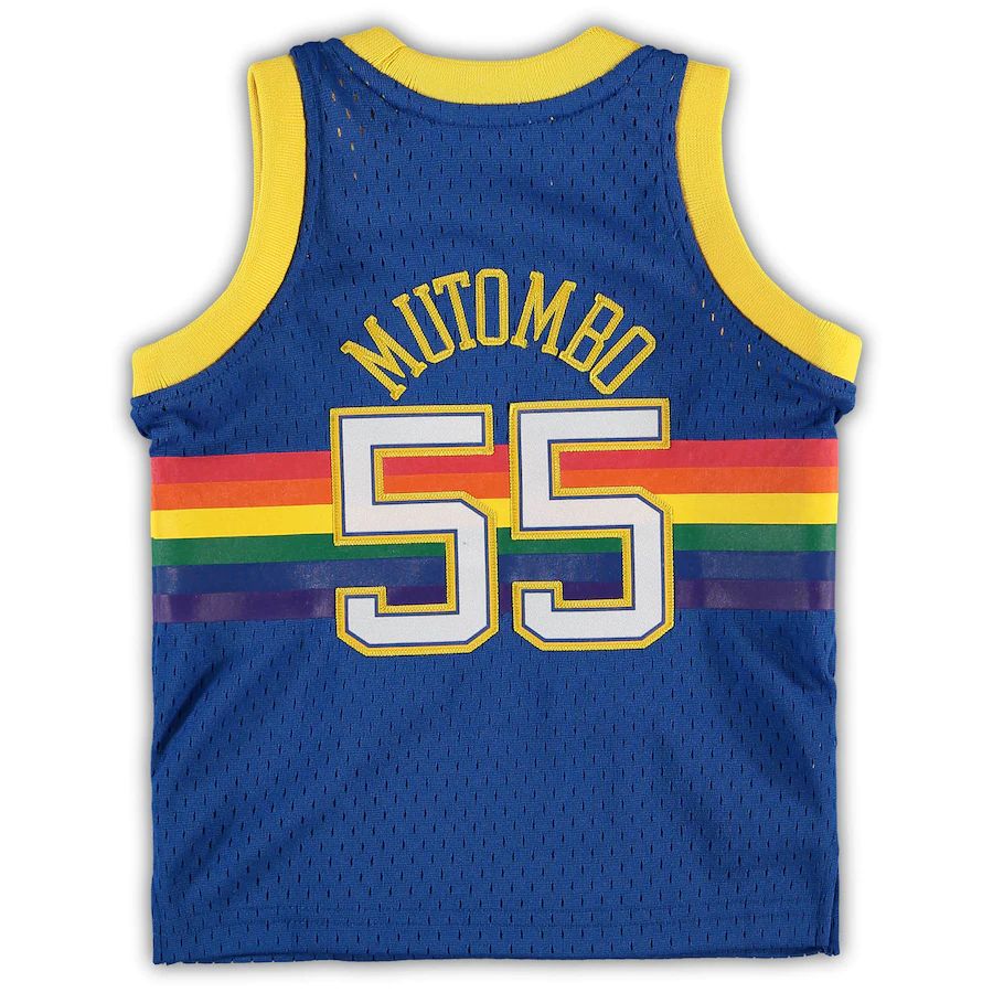 D.Nuggets #55 Dikembe Mutombo Mitchell & Ness Infant Retired Player Jersey Royal Stitched American Basketball Jersey - Main View