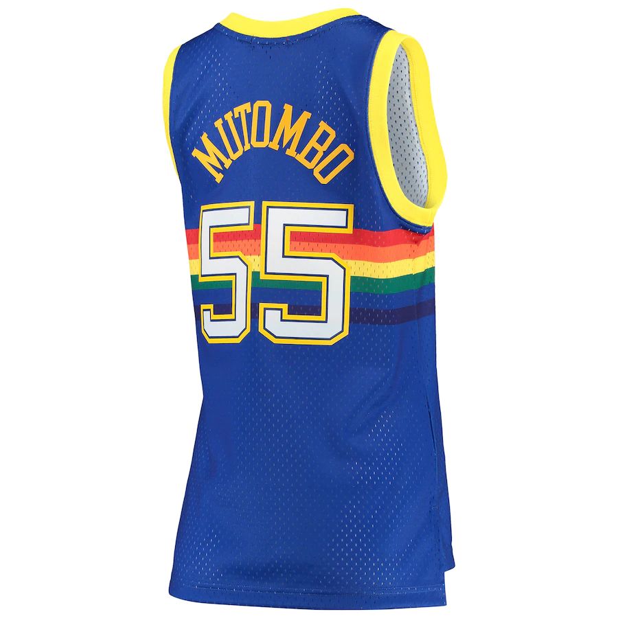 D.Nuggets #55 Dikembe Mutombo Mitchell & Ness Royal 1991-92 Hardwood Classics Swingman Jersey Royal Stitched American Basketball Jersey - Main View