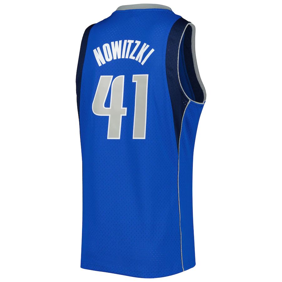 D.Mavericks #41 Dirk Nowitzki Mitchell & Ness 2010-11 Hardwood Classics Swingman Jersey Blue Stitched American Basketball Jersey - Main View