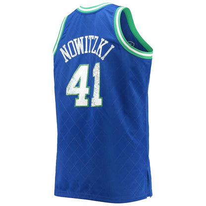 D.Mavericks #41 Dirk Nowitzki Mitchell & Ness Big & Tall 1998-99 75th Anniversary Diamond Swingman Jersey Royal Stitched American Basketball Jersey - Main View