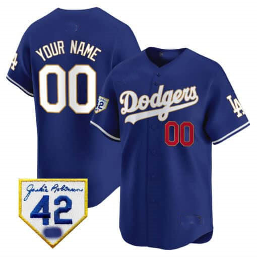 Custom Los Angeles Dodgers 2024 Jackie Robinson Patch Vapor Premier Limited – All Stitched Baseball Jersey view 2