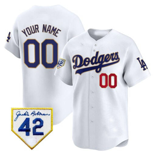Custom Los Angeles Dodgers 2024 Jackie Robinson Patch Vapor Premier Limited – All Stitched Baseball Jersey view 5
