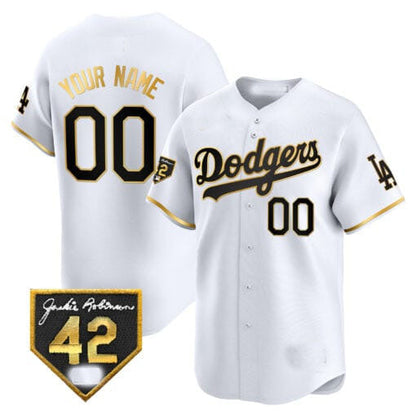 Custom Los Angeles Dodgers 2024 Jackie Robinson Patch Vapor Premier Limited – All Stitched Baseball Jersey view 4