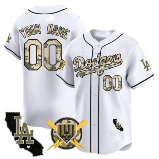 Custom Los Angeles Dodgers Armed Forces Day Vapor Premier Limited – All Stitched Baseball Jersey - Main View