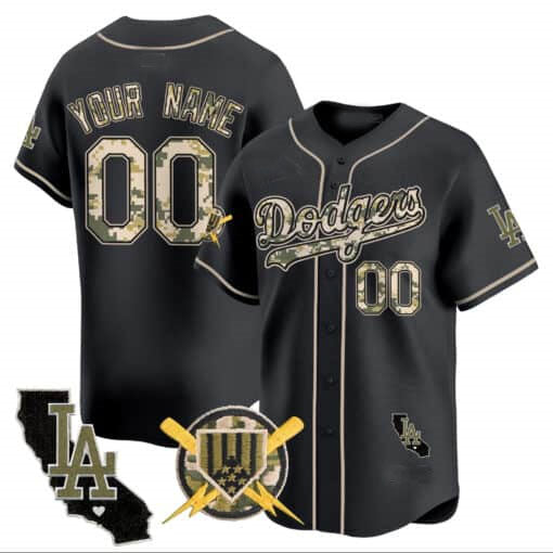 Custom Los Angeles Dodgers Armed Forces Day Vapor Premier Limited – All Stitched Baseball Jersey view 2
