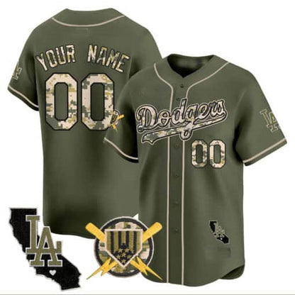 Custom Los Angeles Dodgers Armed Forces Day Vapor Premier Limited – All Stitched Baseball Jersey view 3