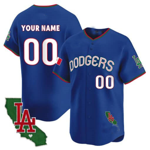 Custom Los Angeles Dodgers Mexico California Patch Vapor Premier Limited V3 – All Stitched Baseball Jersey view 4