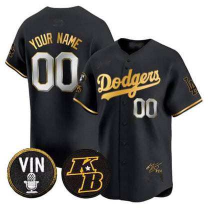 Custom Los Angeles Dodgers Vin Patch & Kobe Bryant Signature Vapor Premier Limited – All Stitched Baseball Jersey view 2