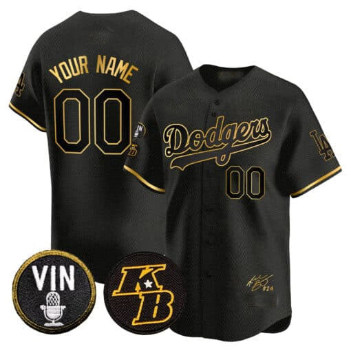 Custom Los Angeles Dodgers Vin Patch & Kobe Bryant Signature Vapor Premier Limited – All Stitched Baseball Jersey - Main View