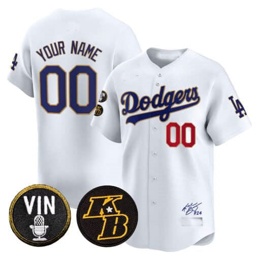 Custom Los Angeles Dodgers Vin Patch & Kobe Bryant Signature Vapor Premier Limited – All Stitched Baseball Jersey - Main View