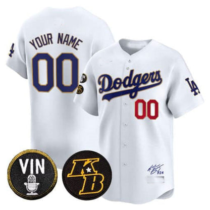 Custom Los Angeles Dodgers Vin Patch & Kobe Bryant Signature Vapor Premier Limited – All Stitched Baseball Jersey - Main View